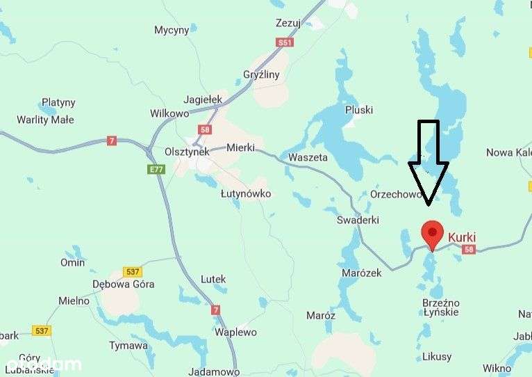 Działka budowalna we wsi Kurki 200 m od jeziora, wydane WZ-18