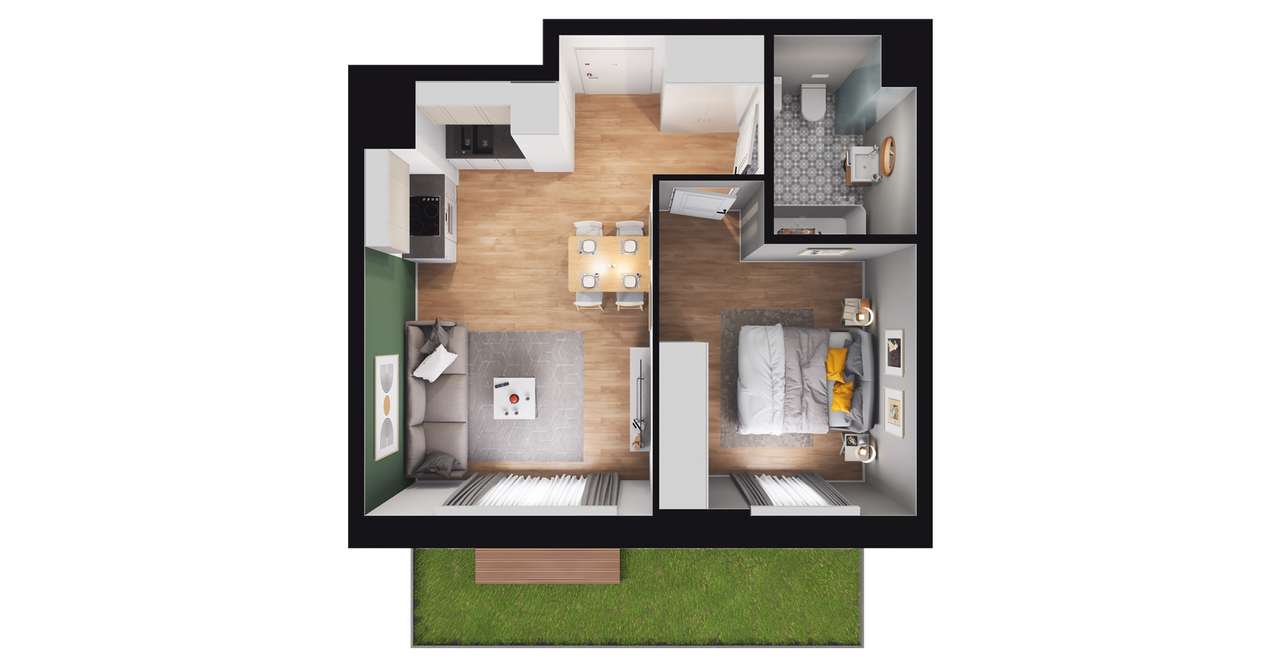 2-pokojowe mieszkanie 38m2 + ogródek Bez Prowizji - Pełny obrazek: 2/7