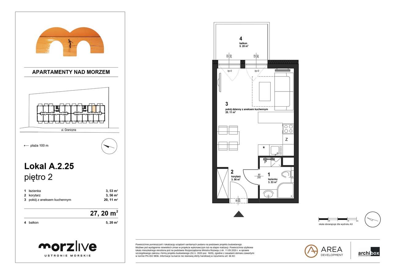 Morzlive | apartament 100 m od plaży | 27 m2 - Pełny obrazek: 3/7