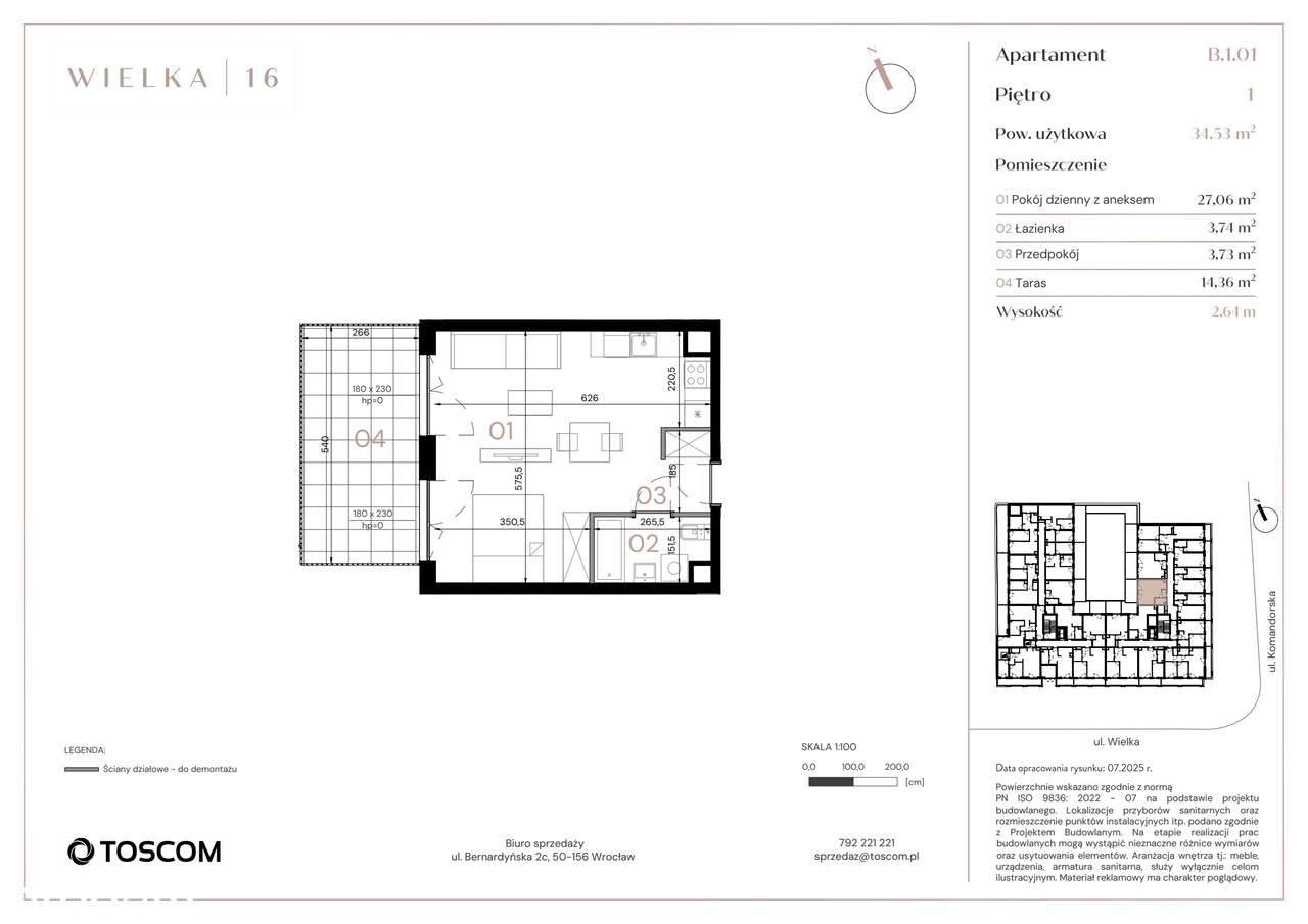 1-pokojowe mieszkanie 34m2 + taras Bez Prowizji - Pełny obrazek: 3/10