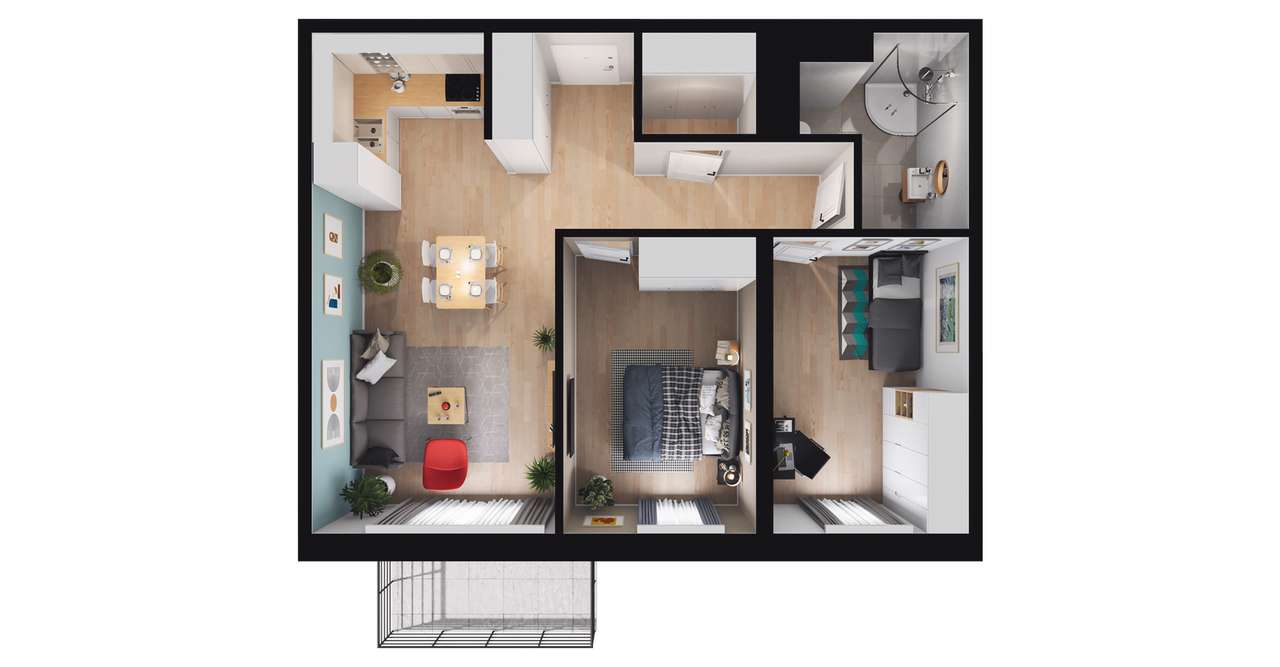 Mysłowice, Kwiatowa  | mieszkanie 3-pok. | A 1.02 - Pełny obrazek: 3/9