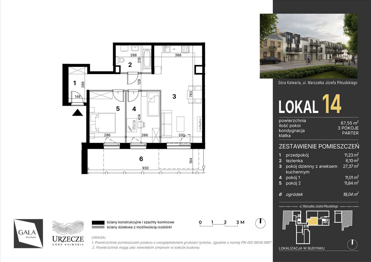 Przestronne WYSOKIE mieszkanie z ogródkiem M.14 - Pełny obrazek: 2/7