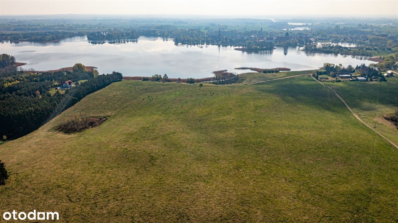 działka na Mazurach z linią brzegową jez. Kalwa