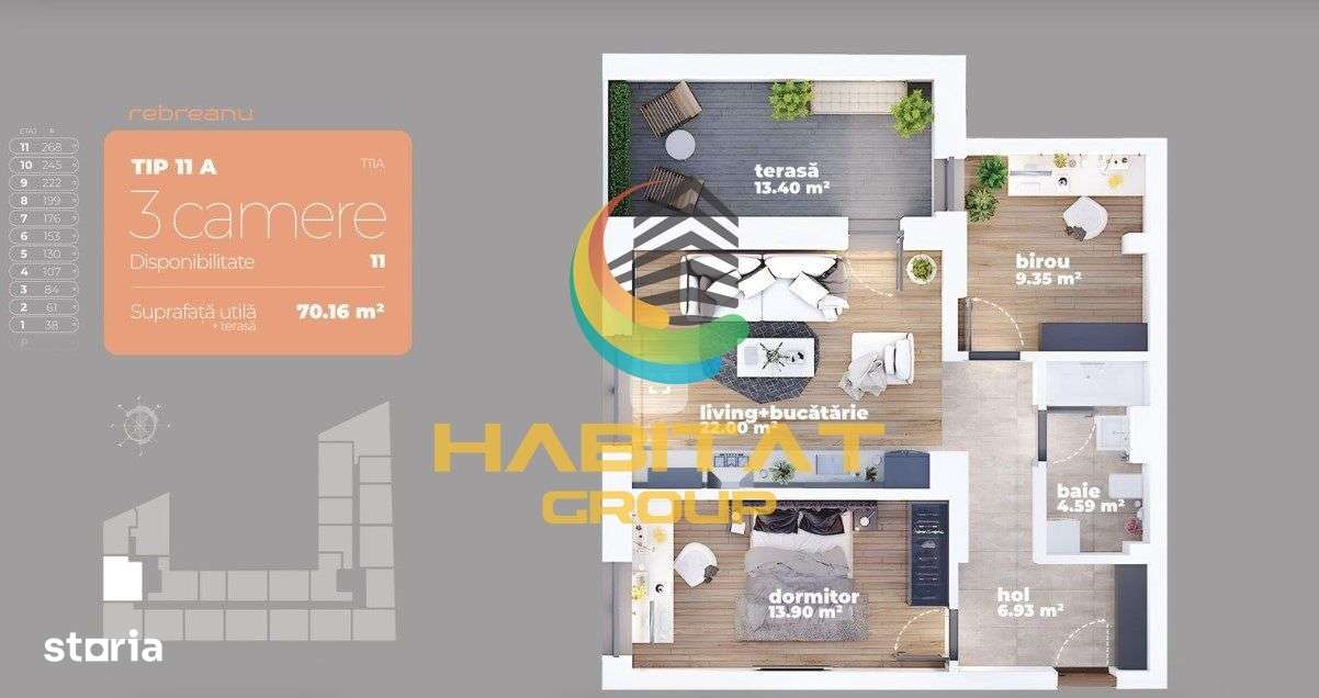 Titan 3 camere, Bucatarie openspace,  spatios, 70.16 mp - Imagine principală: 2/10