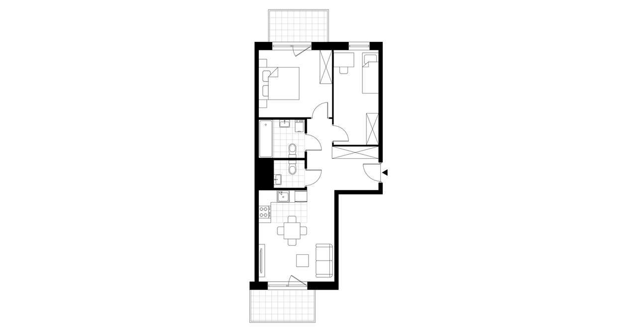 3-pokojowe mieszkanie 58m2 + 2 balkony - Pełny obrazek: 3/8