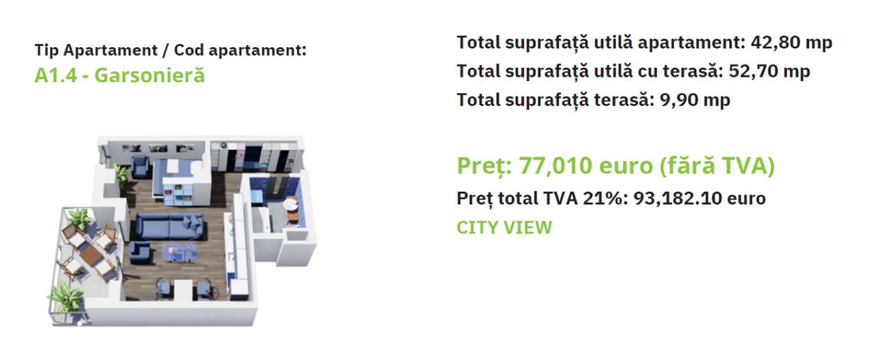 C/1556 De vânzare apartament cu 1 cameră în Tg Mureș - Tudor - Imagine principală: 4/5
