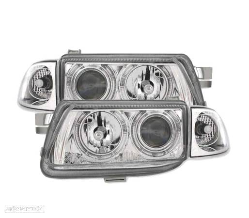 FARÓIS FRONTAIS ANGEL EYES PARA OPEL ASTRA F FUNDO CROMADO H1-H7 - 1