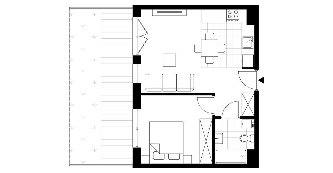 2-pokojowe mieszkanie 38m2 + ogródek Bezpośrednio - Pełny obrazek: 3/8