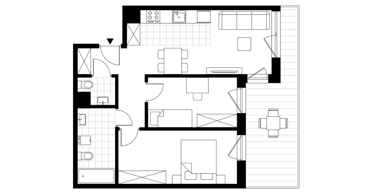 3-pokojowe mieszkanie 48m2 + loggia Bezpośrednio - Pełny obrazek: 3/8
