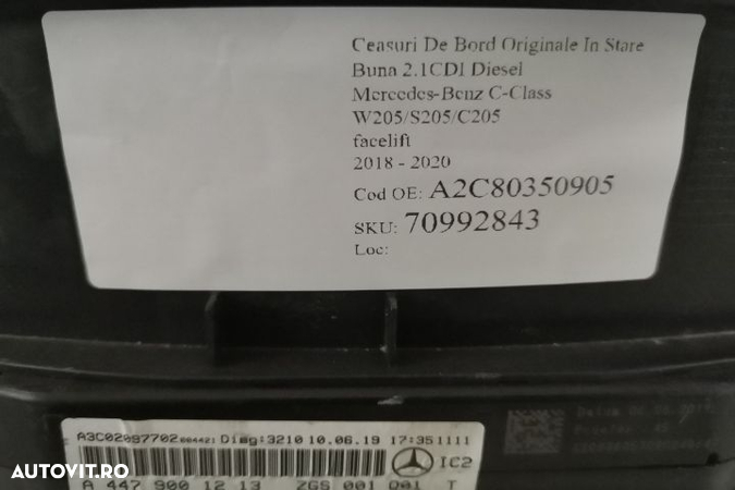 Ceasuri De Bord Originale In Stare Buna 2.1CDI Diesel Mercedes-Benz C - 7