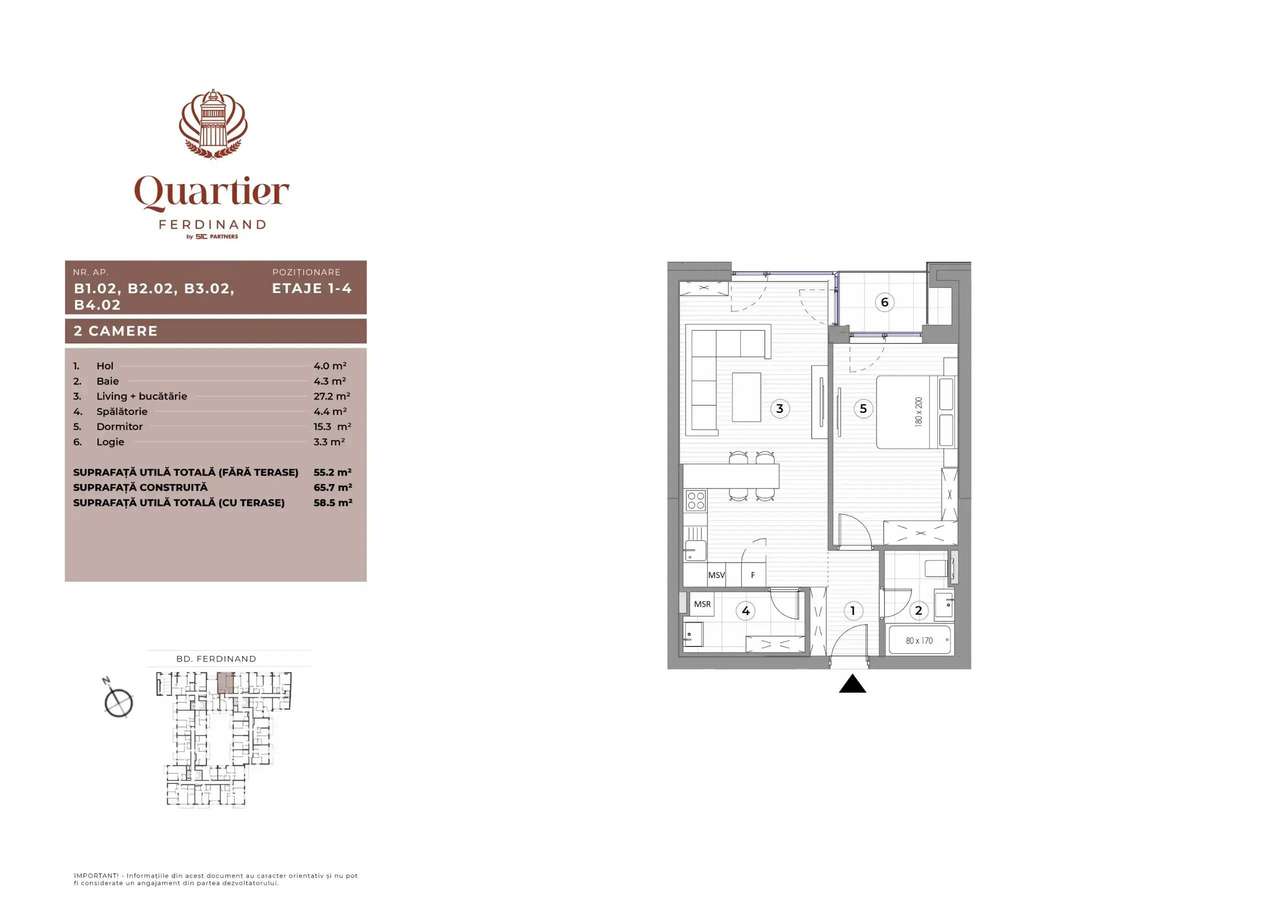 Quartier Ferdinand – Apartament 2 camere | Logie | Etaje 1–4 — fotografia 1