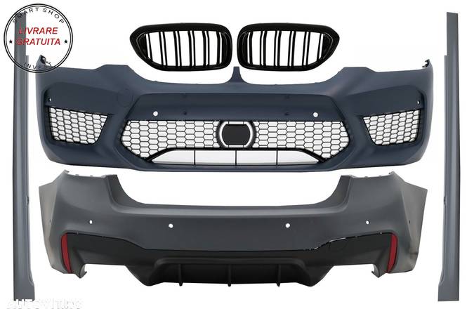 Pachet Exterior BMW Seria 5 G30 (2017-2019) M5 Design cu Grile Centrale Negru Luci- livrare gratuita - 1