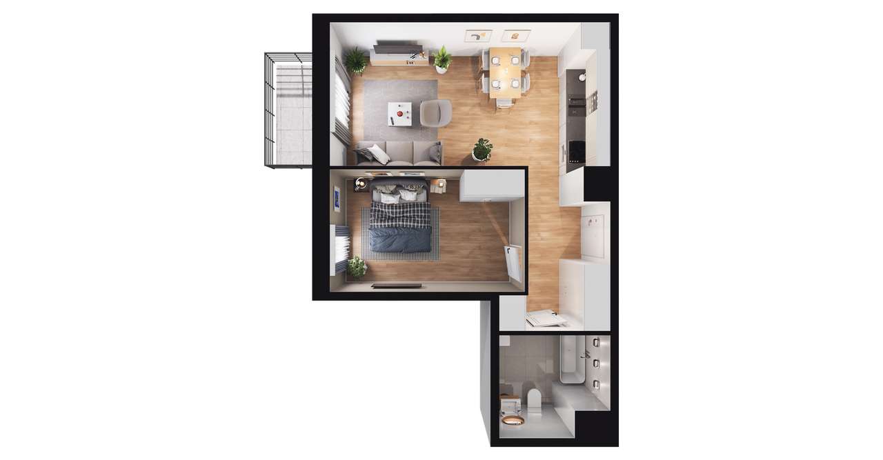 2-pokojowe mieszkanie 44m2 + balkon Bez Prowizji - Pełny obrazek: 2/8