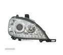 FARÓIS FRONTAIS LED LUZ DIURNA PARA MERCEDES ML W163- 98-01. FUNDO CROMADO - 3