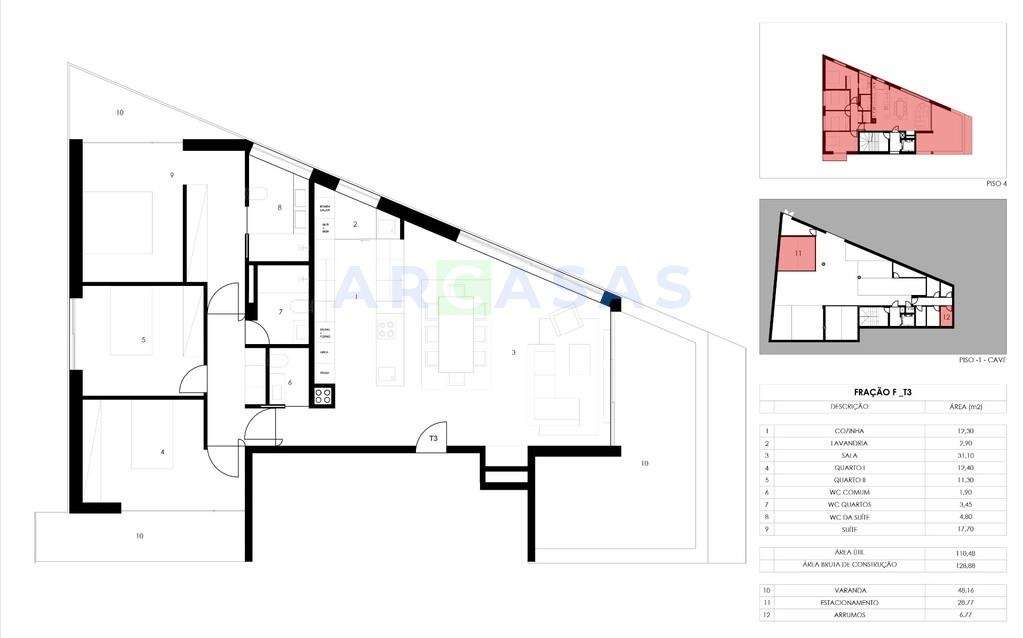Apartamento T3 com varanda e garagem fechada em São Cosme, Gondomar-22