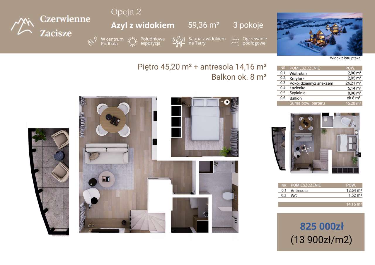 Apartament 43 m2  z najpiękniejszym widokiem na Tatry, zapiera dech-13