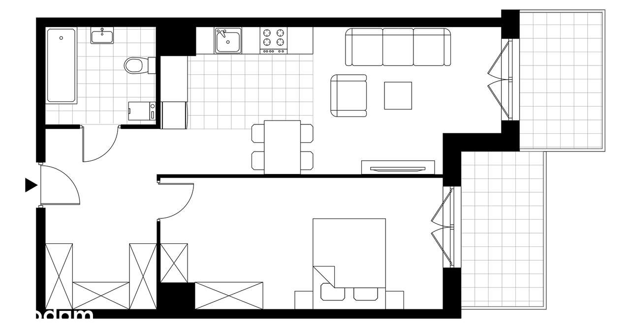 2-pokojowe mieszkanie 55m2 + 2 balkony - Pełny obrazek: 3/8