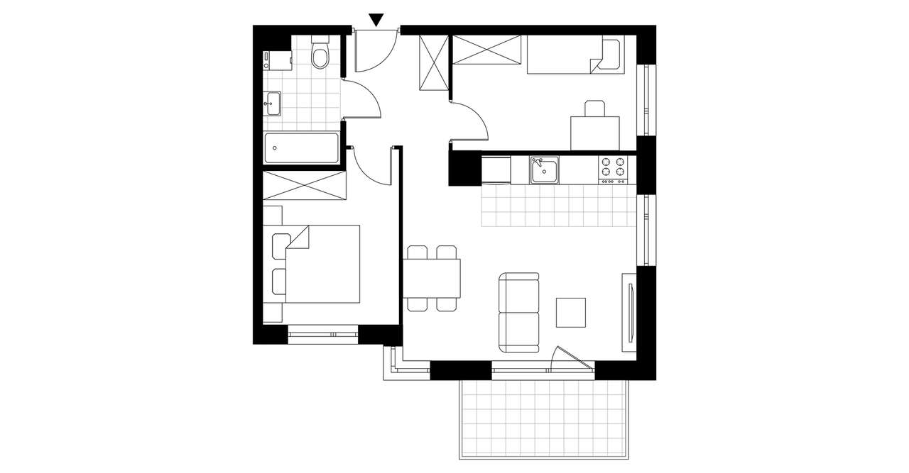 3-pokojowe mieszkanie 48m2 + balkon - Pełny obrazek: 3/8