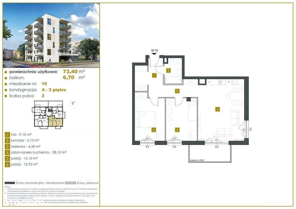 Mieszkanie, 73,40 m², Legionowo-1