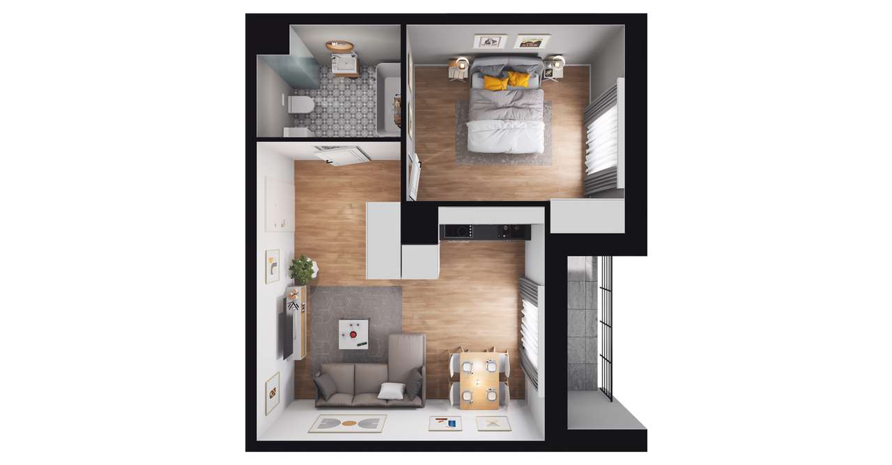 Piasta Park V​I | mieszkanie 2-pok. | G1-103 - Pełny obrazek: 3/7