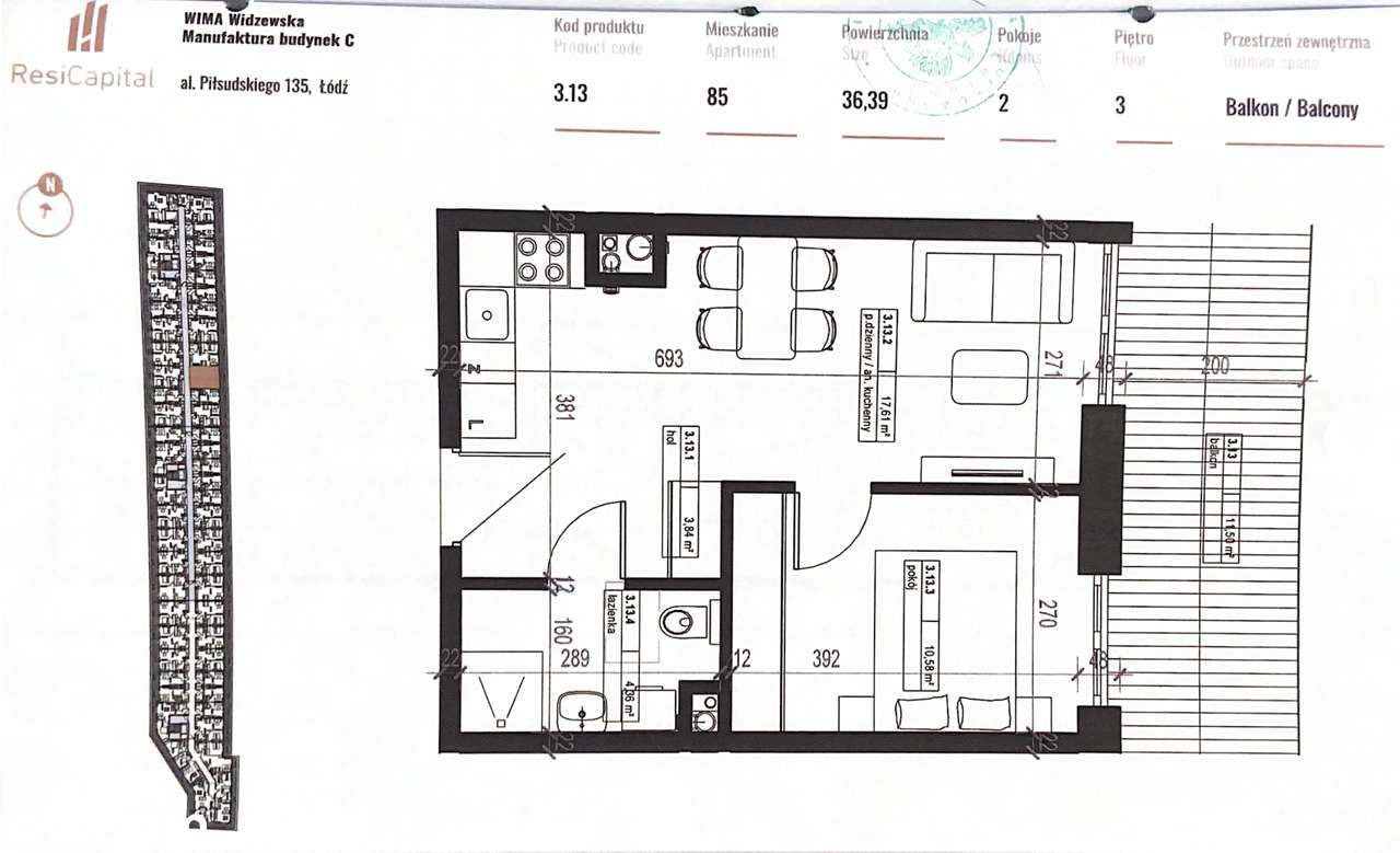 2-pok./36m2 - WIMA Apartments, Widzew /duży balkon 11,5 m² / przy CKD!-3