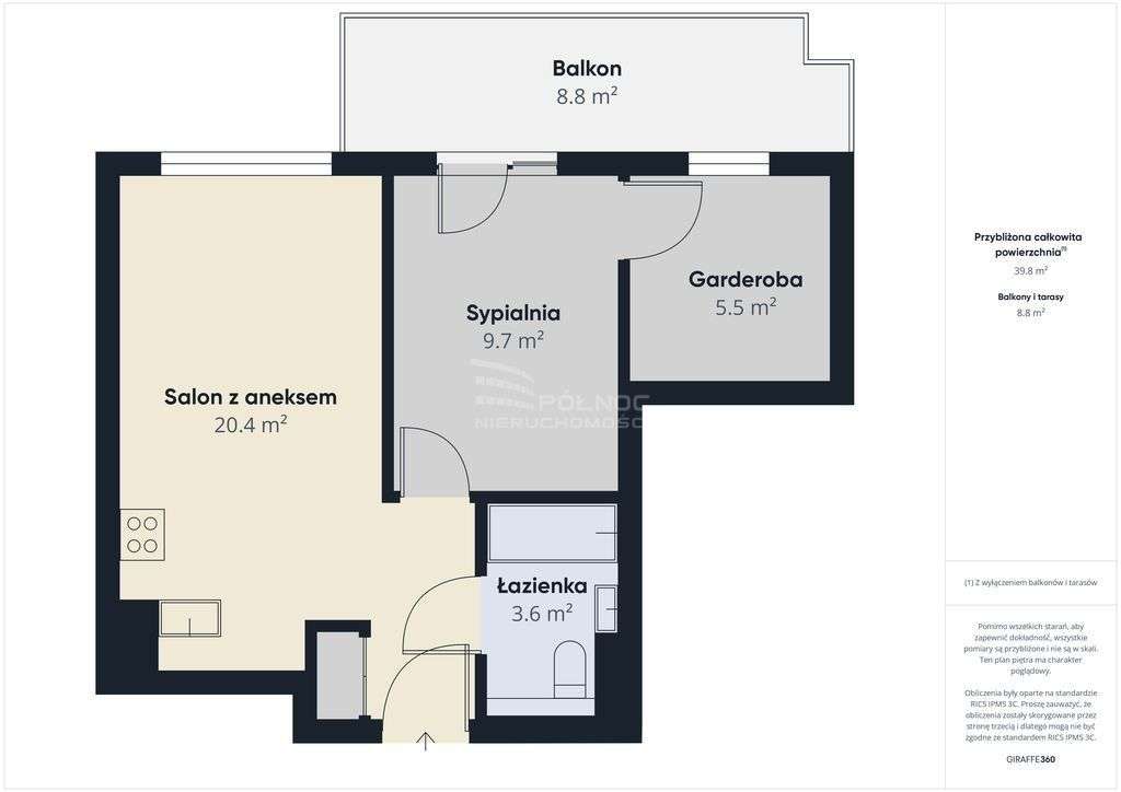 Nowoczesne dwupokojowe mieszkanie z garderobą.-4