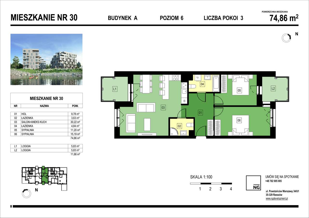 SPRAWDŹ | 3 pokoje| PK River| NG Development - Pełny obrazek: 2/7