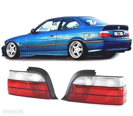 FAROLINS TRASEIROS PARA BMW E36 COUPE CABRIO 91-99 VERMELHO BRANCO LOOK M3 - 1