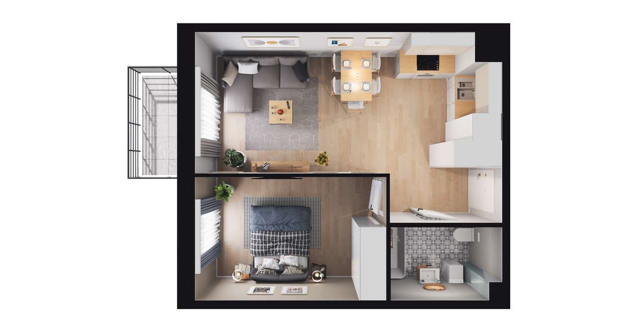 2-pokojowe mieszkanie 39m2 + balkon Bezpośrednio - Pełny obrazek: 2/5