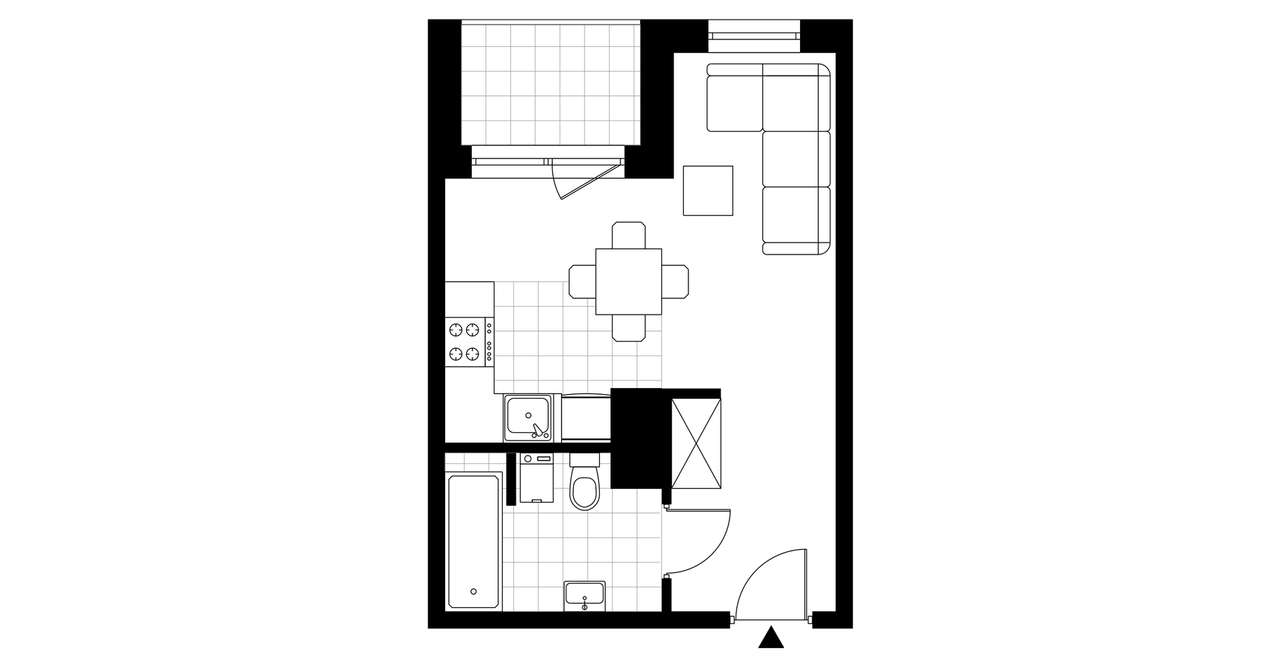 1-pokojowe mieszkanie 26m2 + taras Bez Pośredników - Pełny obrazek: 3/8