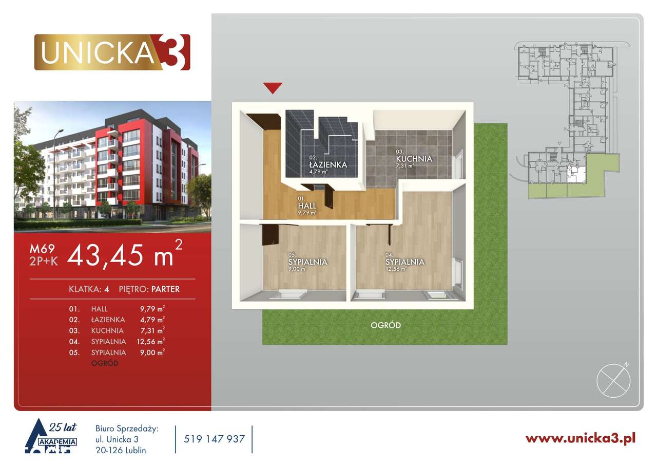 2-pokojowe mieszkanie 43m2 Bez Prowizji - Pełny obrazek: 2/7