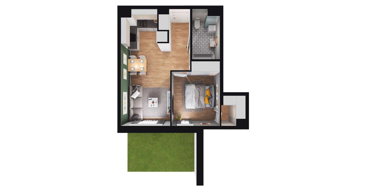 2-pokojowe mieszkanie 38m2 + ogródek Bezpośrednio - Pełny obrazek: 2/8