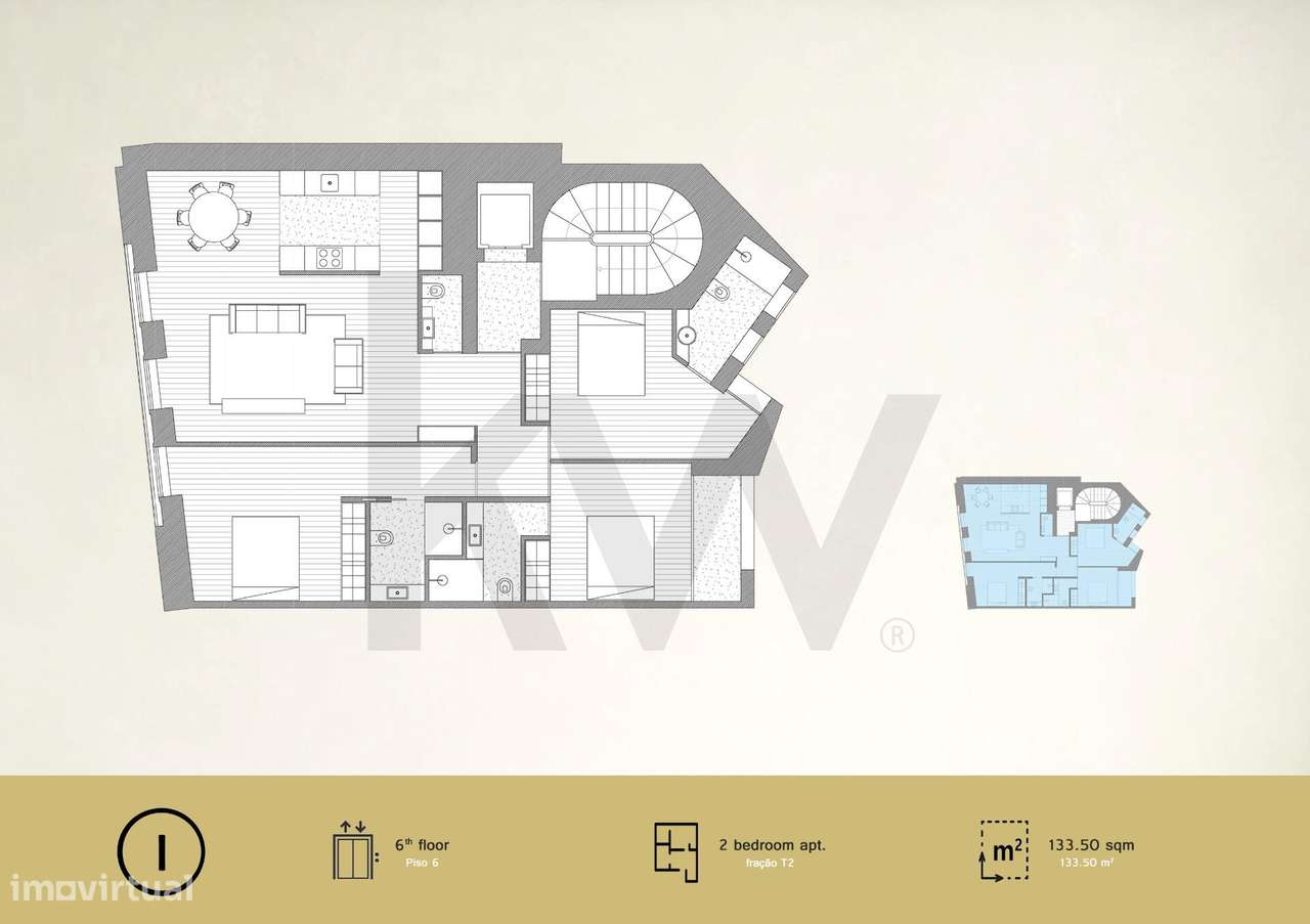 Penthouse de prestígio T3 com 130 m2 no 6.º andar | Empreendimento nov - Grande imagem: 4/11
