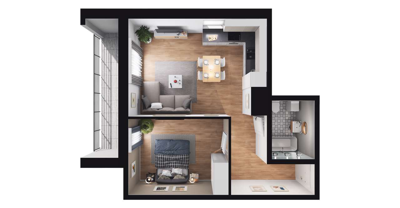 2-pokojowe mieszkanie 44m2 + loggia Bez Prowizji - Pełny obrazek: 2/7