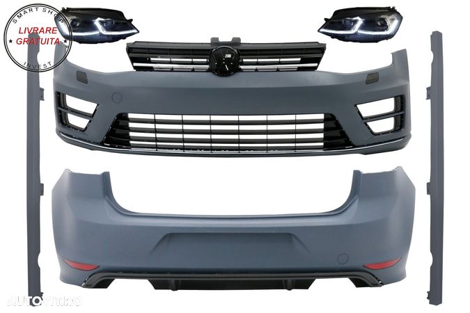 Pachet Exterior cu Faruri Bi-Xenon Look G7.5 Look LED Semnal Dinamic VW Golf 7 VII- livrare gratuita - 1