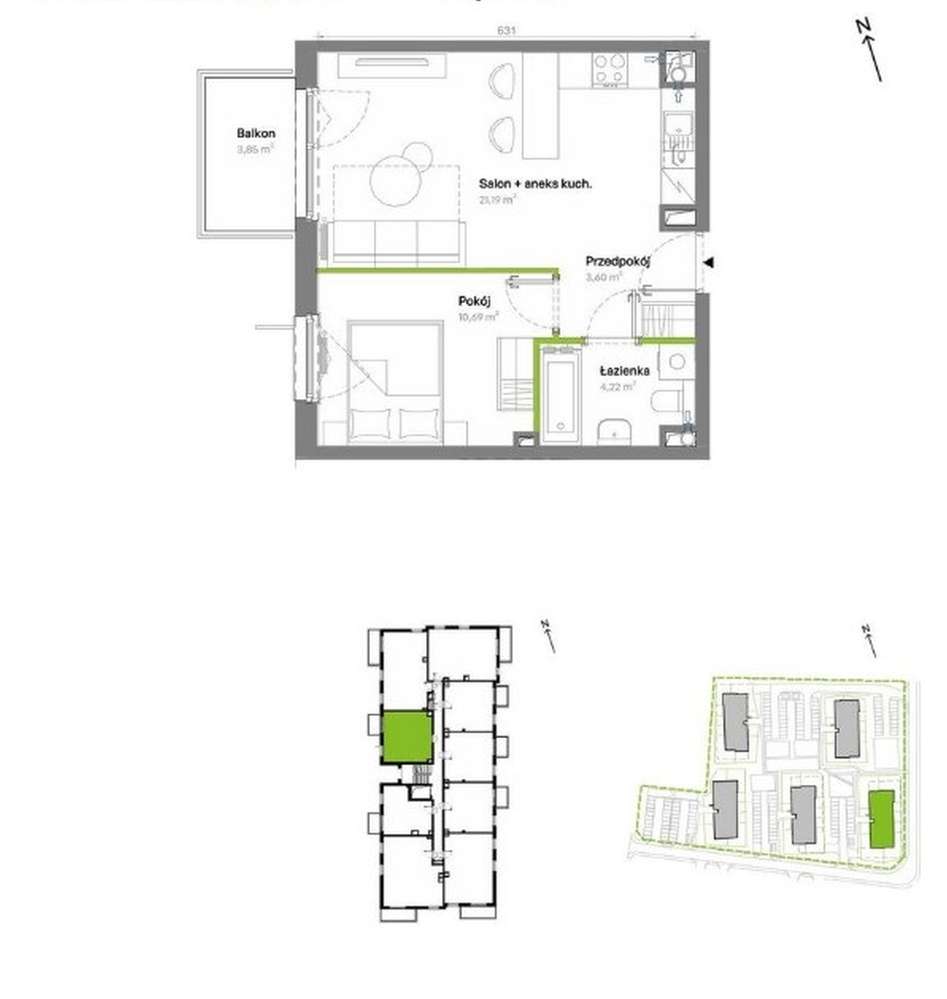 40 m2 Gdańsk Ujeścisko - 1 piętro - 2 pokoje - eksp. zachodnia - Pełny obrazek: 5/5