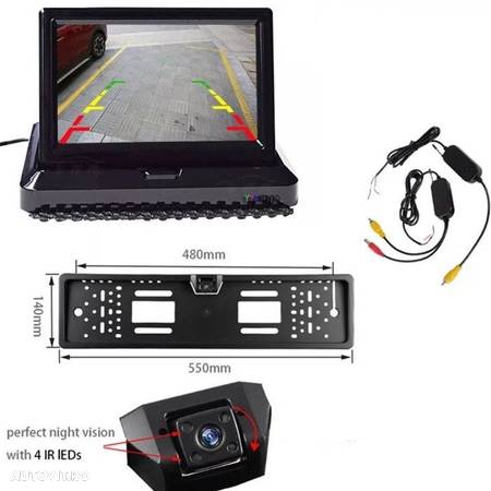 Kit 2 în 1 suport numar cu camera marsarier și monitor LCD 4.3" - 1