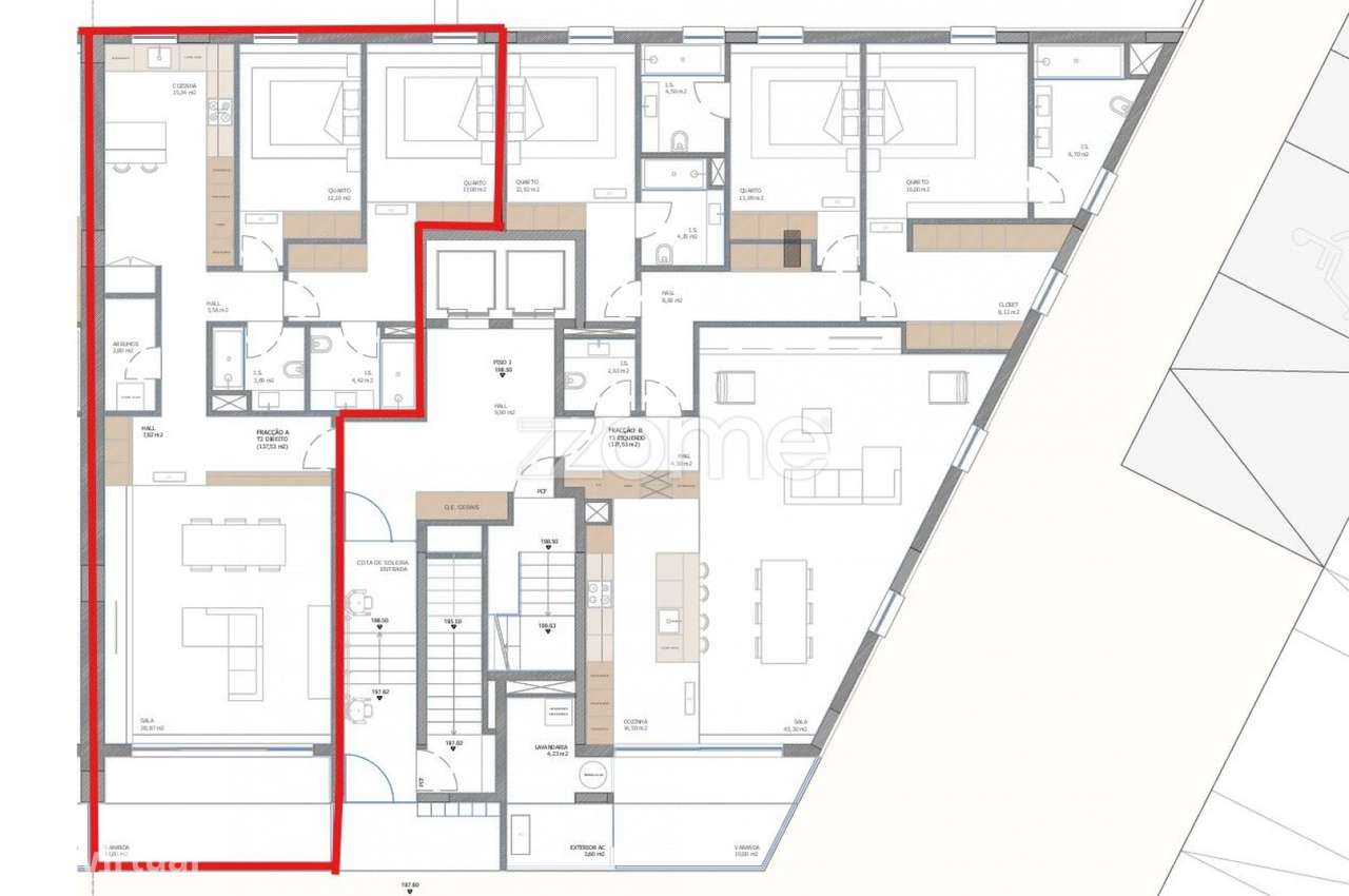 Apartamento T2 direito no Piso 1A c/ 149m² - Nogueira, Braga-11
