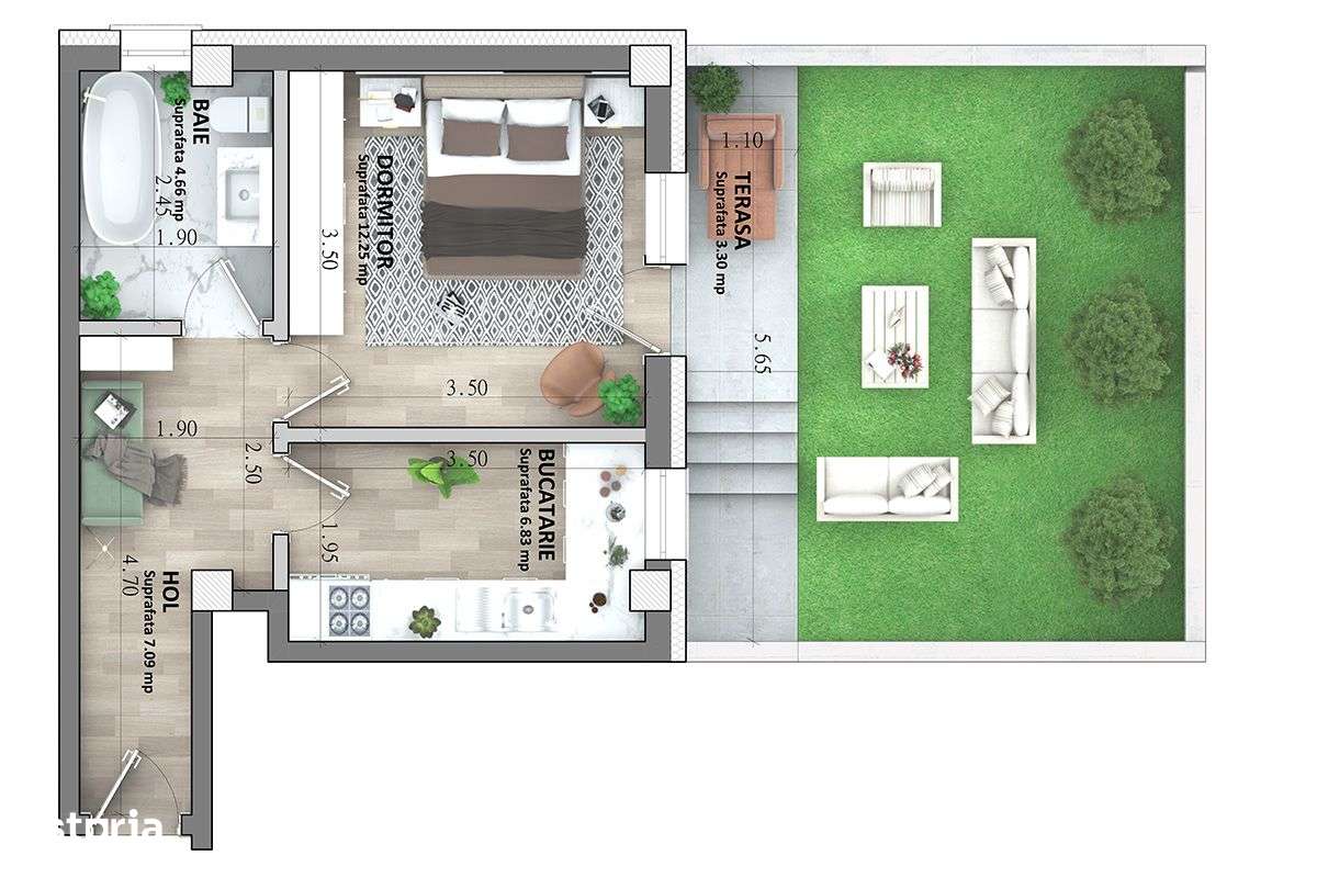 ASTORIA RESIDENCE - RATE DEZVOLTATOR 1 camera D 35 m curte 28 m C3 - Imagine principală: 2/15