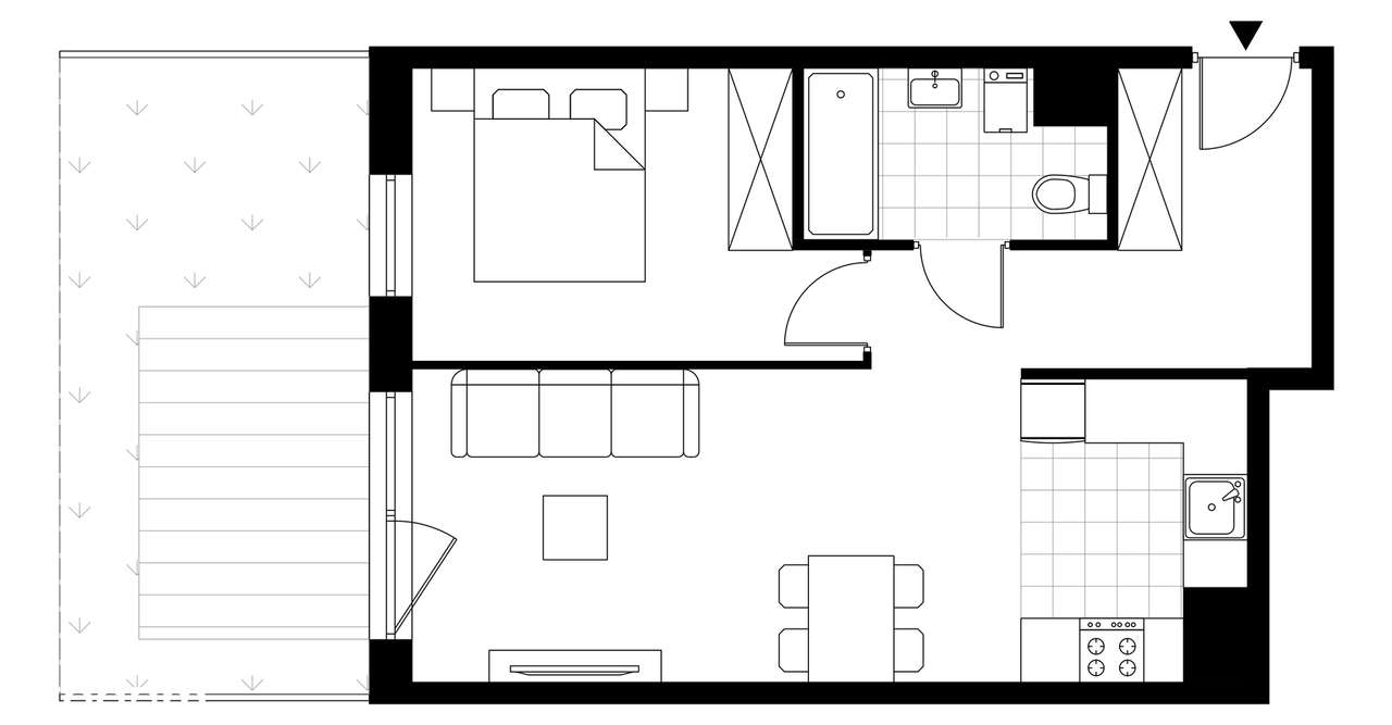 2-pokojowe mieszkanie 42m2 + ogródek - Pełny obrazek: 3/8