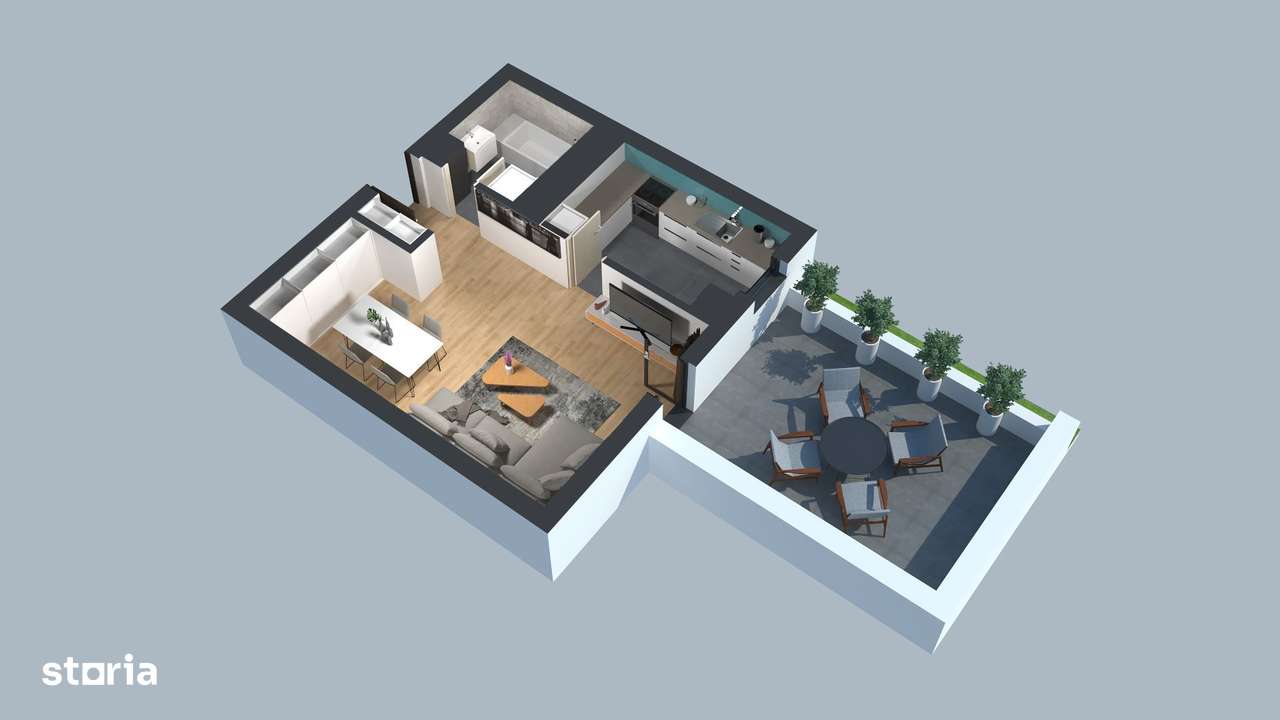 Apartament tip studio cu bucatarie inchisa si terasa- Comision 0 - Imagine principală: 5/6