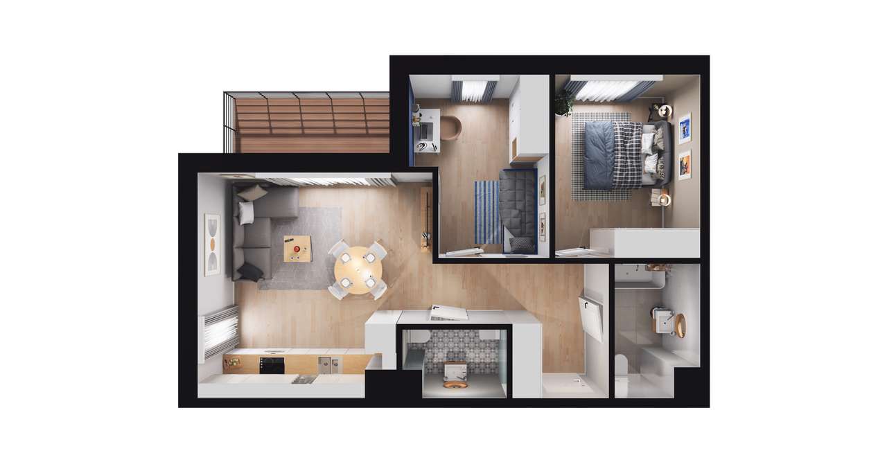 3-pokojowe mieszkanie 55m2 + balkon Bezpośrednio - Pełny obrazek: 2/8