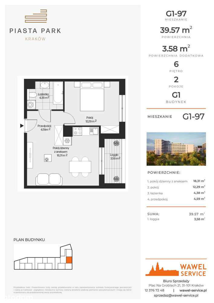 Piasta Park V​I | mieszkanie 2-pok. | G1-97 - Pełny obrazek: 2/7