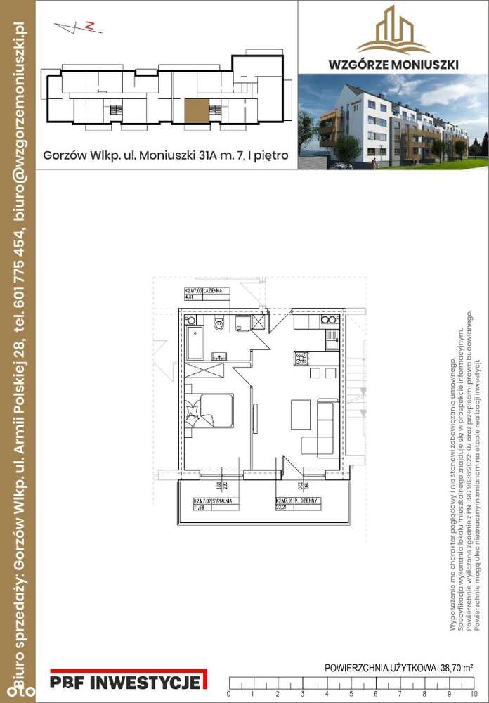 Mieszkanie 2-pokojowe z balkonem, Moniuszki 31AM7 - Pełny obrazek: 2/7