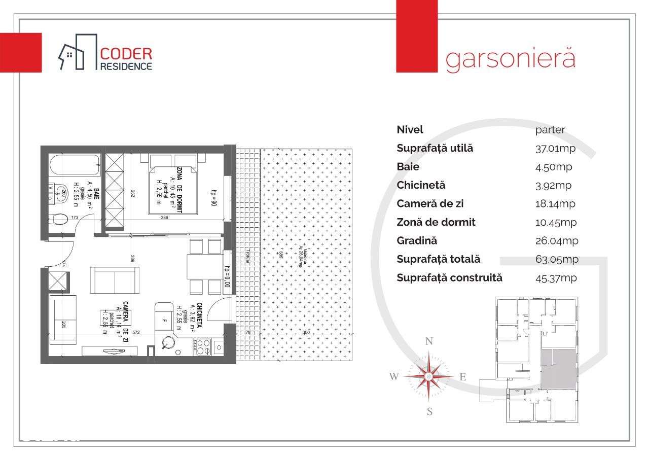 Studio cu gradina 19 m2 Coder Residence 3 - Imagine principală: 5/19