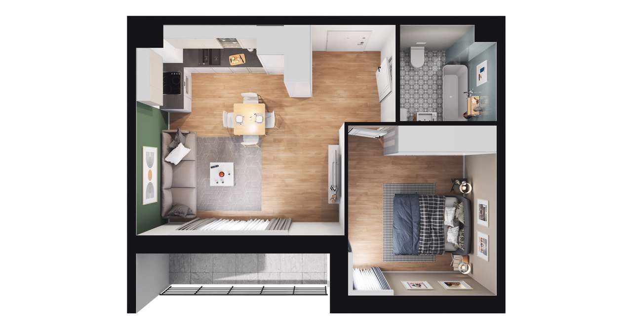 2-pokojowe mieszkanie 37m2 + balkon Bez Prowizji - Pełny obrazek: 3/9