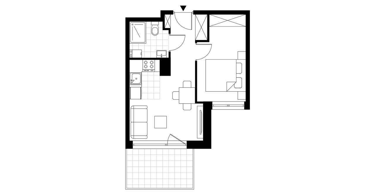 2-pokojowe mieszkanie 29m2 + balkon - Pełny obrazek: 4/9