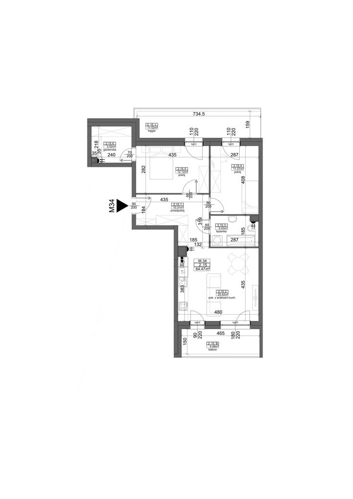 Mahonia | mieszkanie 3-pok. | M 34