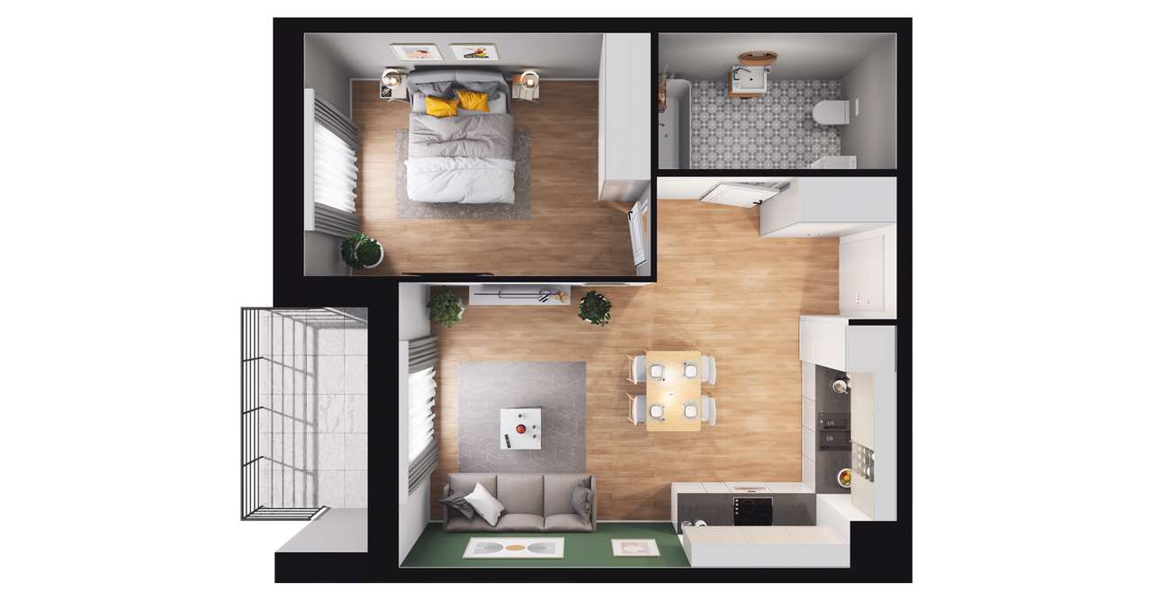 2-pokojowe mieszkanie 45m2 + balkon Bez Prowizji - Pełny obrazek: 2/8