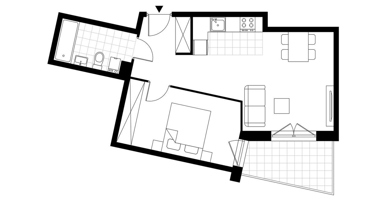 2-pokojowe mieszkanie 43m2 + taras Bez Prowizji - Pełny obrazek: 3/7